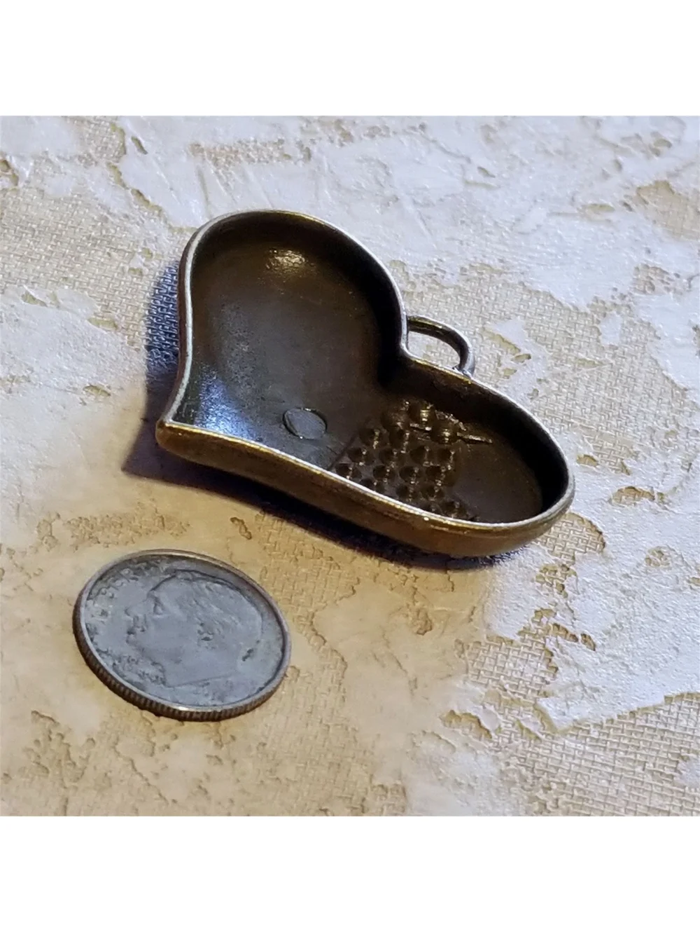 Antiqued Brass Pave AB Crystal Heart Pendant Minimalist Steampunk Retro Modern
